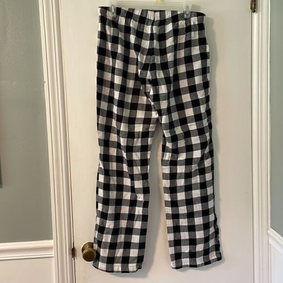 Old Navy cotton black & white check flannel pants stretch waist Small - Picture 4 of 6